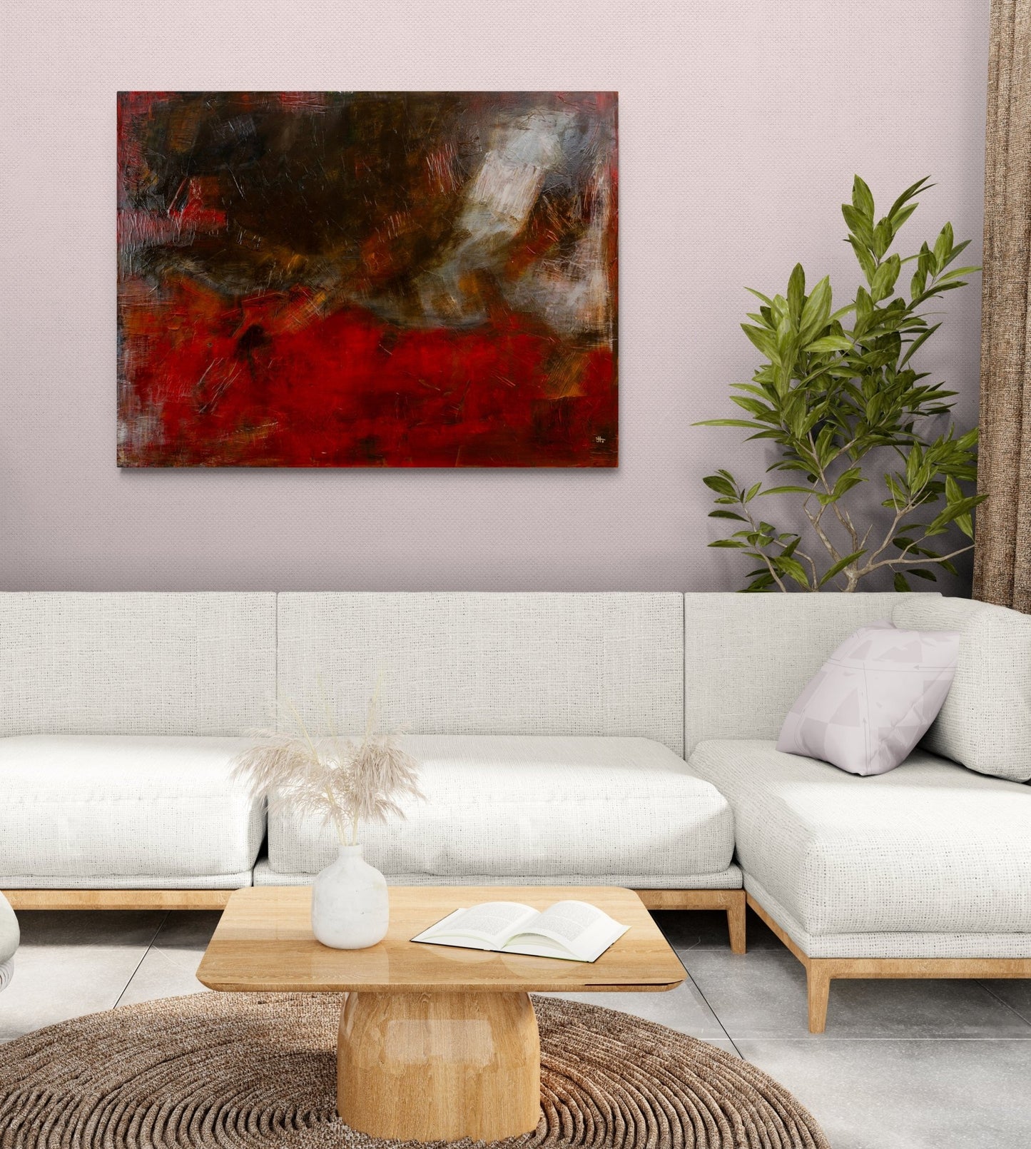 Original Abstract Painting - Blushing Elements I - Julia Oscarson