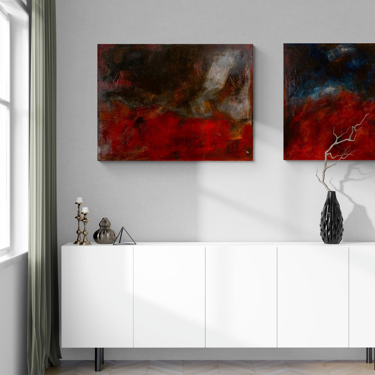 Original Abstract Painting - Blushing Elements I - Julia Oscarson