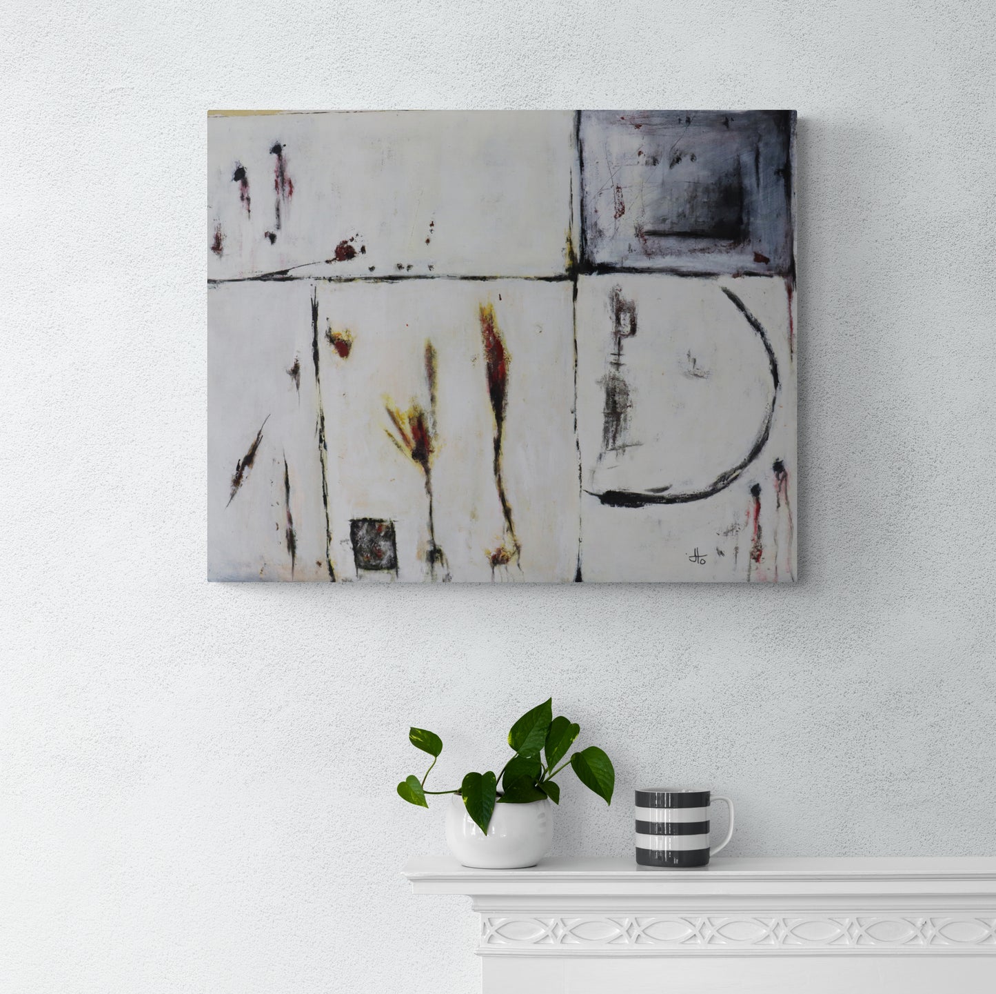 Original Abstract Painting - White Panels