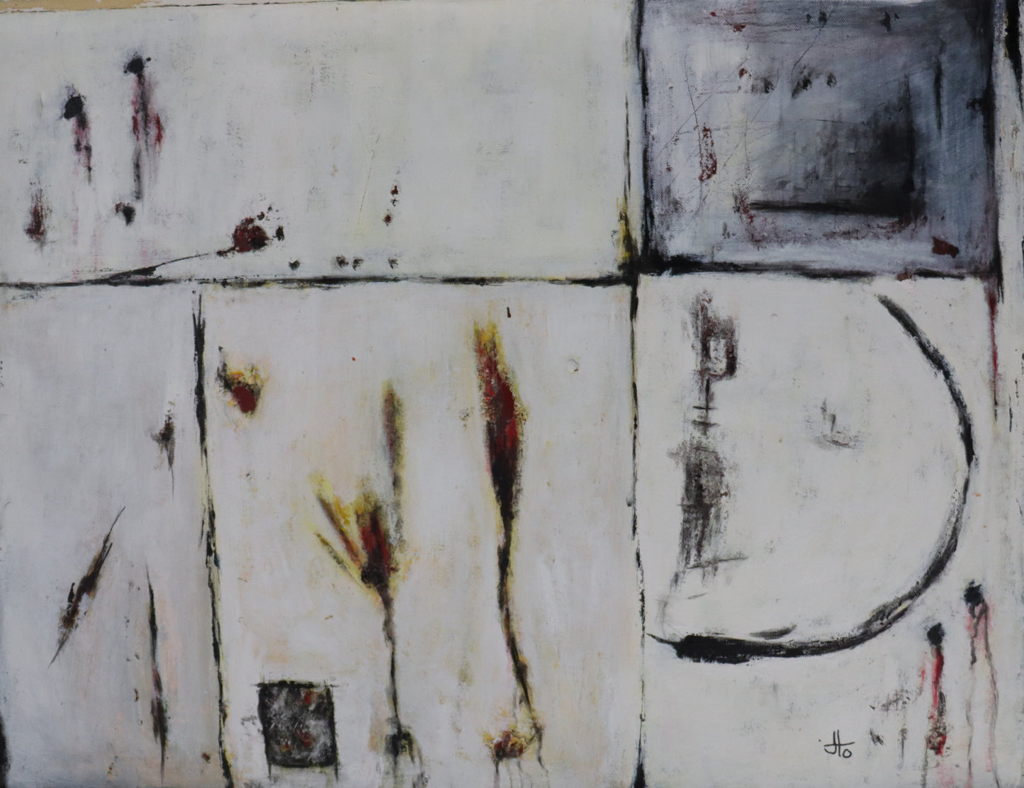 Original Abstract Painting - White Panels